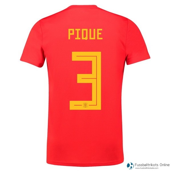 Spanien Trikot Heim Pique 2018 Rote Fussballtrikots Günstig